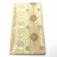 帯574 ●高級 正絹 名物裂全通柄 彩 全通 袋帯