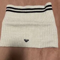 ロキシー　ベージュ リブ編み ネックウォーマー