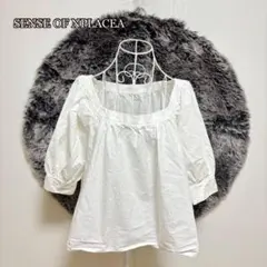 ⚫︎SENSE OF PLACEAスクエアネックブラウス（F）コットン