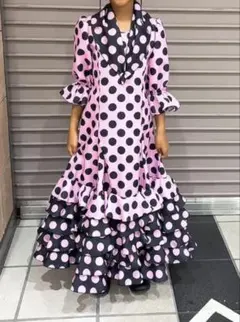お値下げ✨フラメンコ衣装 ナオミ ドレス ワンピース 黒×ピンク