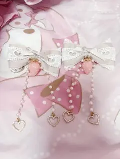マーズ いちご×ハートレースりぼん2個SET ピンク