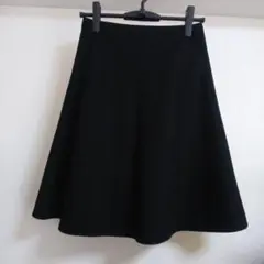 クイーンズコート 黒フレアスカート ウール