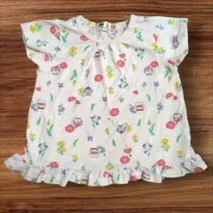 【美品】アンパンマン ベビー Tシャツ 80cm 花柄 フリル裾 半袖 女の子