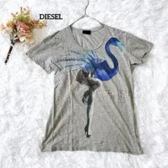 ディーゼル フラミンゴプリント 半袖Tシャツ グレー M相当 コットン100