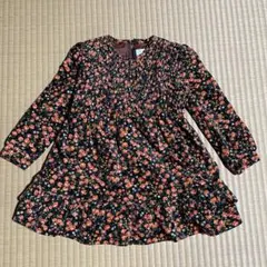 【キッズサイズ】秋冬用昭和レトロ　花柄長袖ワンピース