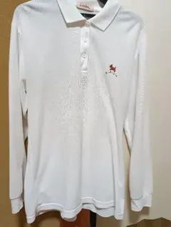 長袖ポロシャツ ホワイト刺繍
