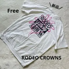 新品　ロデオクラウンズ　バックロゴ　 Tシャツワンピース　 ゆったり　白　フリー