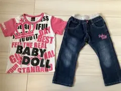 BABYDOLL ミッキーマウス Tシャツ130 デニムパンツ100 セット