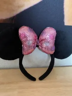 ミニー　カチューシャ　スパンコール　ピンク　ドット即日発送可能