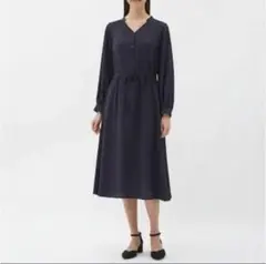 GU ネイビー 長袖 シャツワンピース