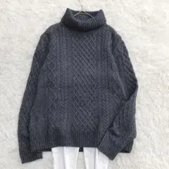 【美品】ユナイテッドアローズ ケーブル編み タートルネックニット Ｌサイズグレー