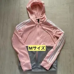 最終セール　adidas ピンク グレー フルジップパーカー F/D 毛玉あり