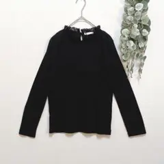 【タグ付き】ehka sopoエヘカソポ☆レースカットソー☆ブラック☆ストレッチ