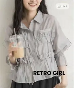 ⚫︎新品タグ付き⚫︎レトロガール　フリルギャザーシアーSH