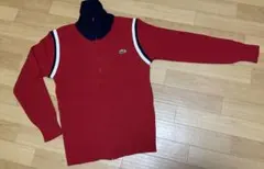 (ビンテージ・レトロ)ラコステLacoste 赤/紺 ジッパーカーディガン