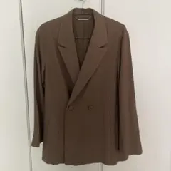 ブラウン ダブルブレスト テーラードジャケット