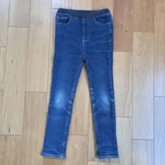 美品プティマイン 裏起毛あったかストレッチスキニーデニムパンツ 120サイズ