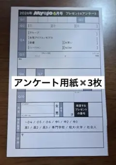 Myojo　アンケート用紙　6月号 3枚