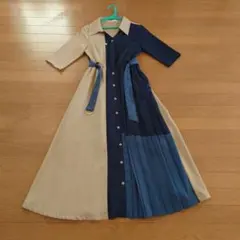 REDYAZEL シャツワンピース 半袖 ベージュ ネイビー