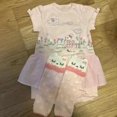 CUTESY KP ロンパース 70cm ピンク うさぎ　レッグウォーマー付きのサムネイル