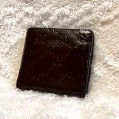 GUCCI グッチ シマ レザー 二つ折り財布 ブラウン