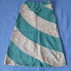 bebe キッズ スカート 110 緑色 斜めストライプ