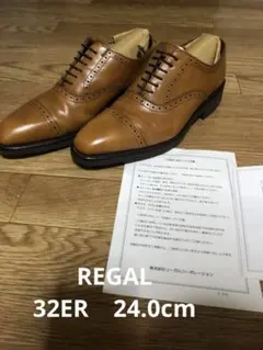 REGAL リーガル 革靴　24.0 内羽根式メダリオンチップ ブラウン