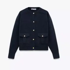 ZARA ネイビー ニットカーディガン