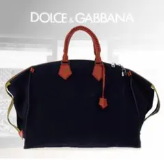 【エレガント】D&G トラベルバッグ ベロア素材 カーフスキン