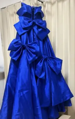 cocomelody 青 オフショルダー サテンドレス