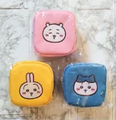ちいかわ カラビナつき 刺繍スクエアミニポーチ 3点セット ハチワレ うさぎ