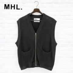 【美品】MHL. ニットベスト ジップアップ L ブラック