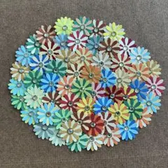 【60枚】クラフトパンチ★ストーン付アレンジフラワー　お色ランダム