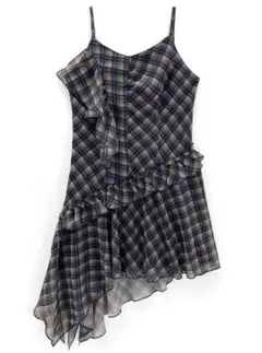 GRL チェック柄アシンメトリーキャミワンピース[gn422]