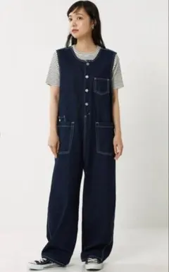 フリークスストア　サムシング　ボタンフライサロペット　M