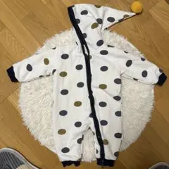 水玉フード付きロンパース 80