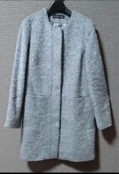 ⭐︎美シルエット⭐︎ グリーンレーベルリラクシング ノーカラーコート M グレー
