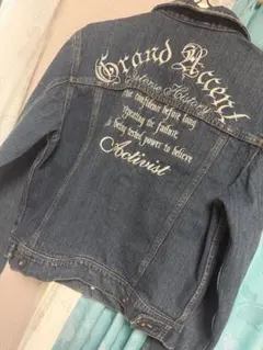【背面刺繍 デニムジャケット】Gジャン Mネイビー 古着