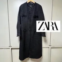 最終　ZARA ツイードロングワンピース　ブラック　L