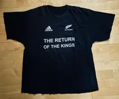 adidas ALL BLACKS 表記　古着　Tシャツ　黒色　サイズ不明