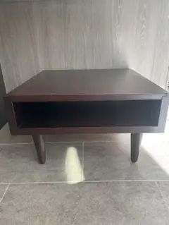 【フクラ】ダークブラウン サイドテーブル オープンシェルフ付き