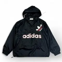 日本製 90s adidas トレフォイル アノラック 黒　アディダス　レトロ