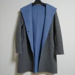 UNIQLO 　ユニクロ ダブルフェイスフーデットコート グレー ブルー S