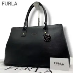美品✨フルラ トートバッグ ビジネスバッグ 肩掛け レザー A4可 黒 保存袋