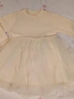 クリーム色 ワンピース 90cm ドレス 美品 シフォン