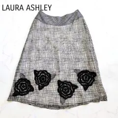 ローラアシュレイ フレアロングスカート バラモチーフ ウール 11号