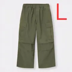 GU スーパーワイドカーゴパンツ L オリーブ