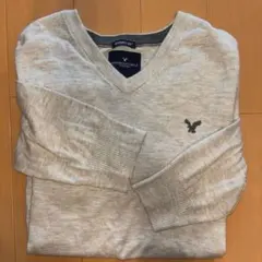 AMERICAN EAGLE Vネックセーター グレー