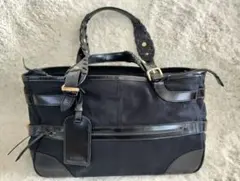 SAZABY　ブラック レザーハンドル ショルダーバッグ