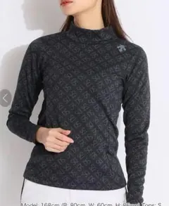 デサントゴルフ　総ロゴ裏起毛モックネック長袖カットソー　L